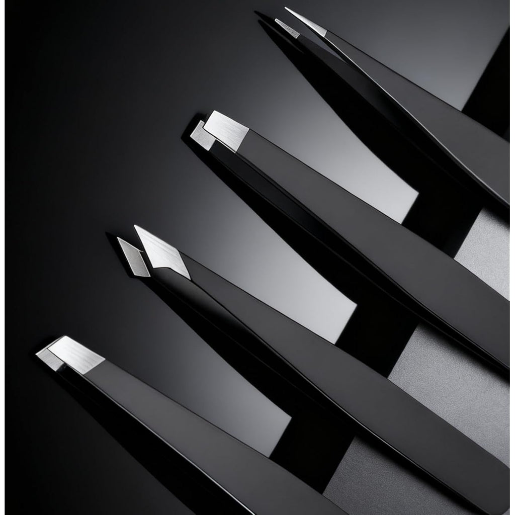4-Piece Professional Tweezers Set, Tweezers for Eyebrows, Facial Hair, Splinter & Ingrown Hair Removal, Precision Tip with Travel Bag,Gift for Women Men