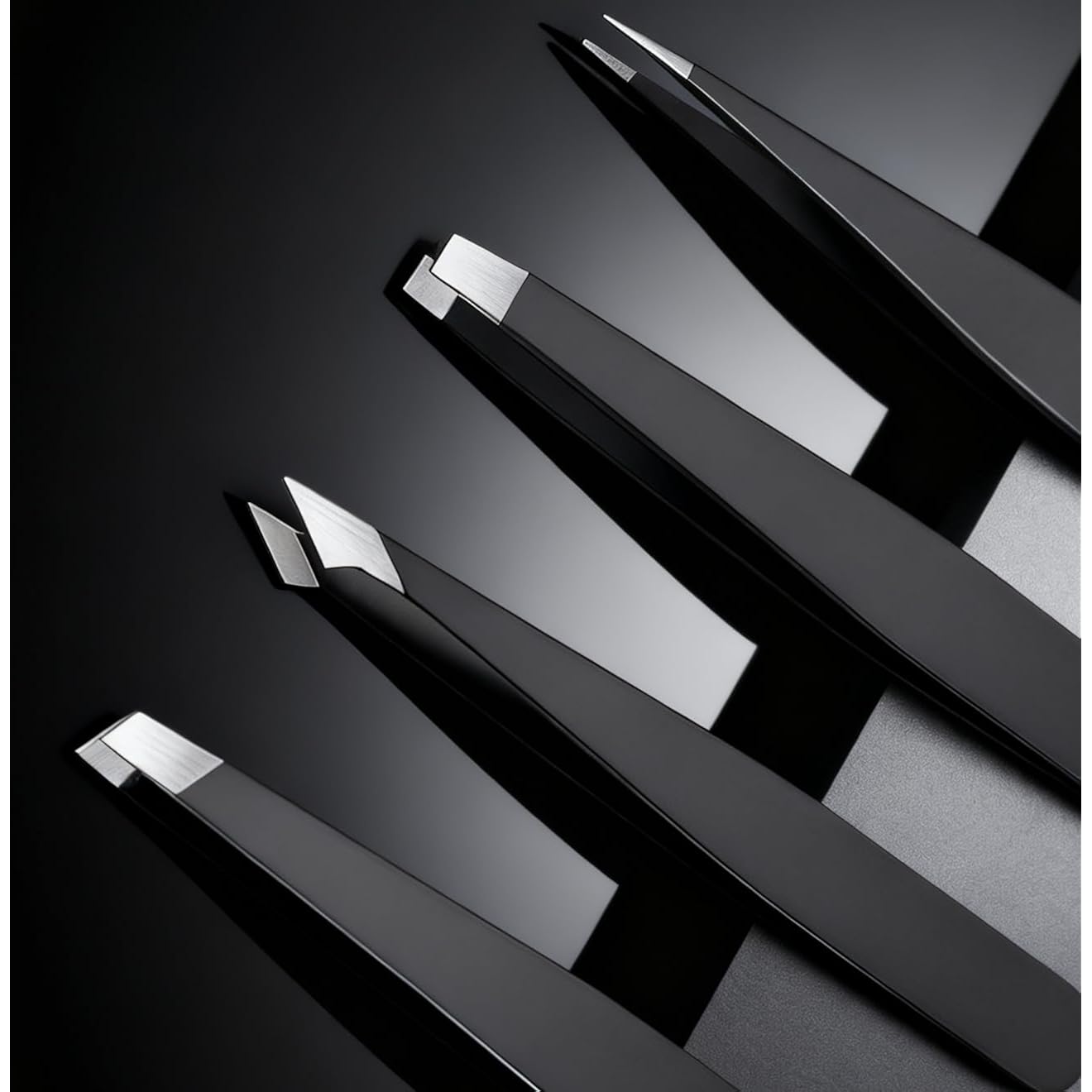 4-Piece Professional Tweezers Set, Tweezers for Eyebrows, Facial Hair, Splinter & Ingrown Hair Removal, Precision Tip with Travel Bag,Gift for Women Men