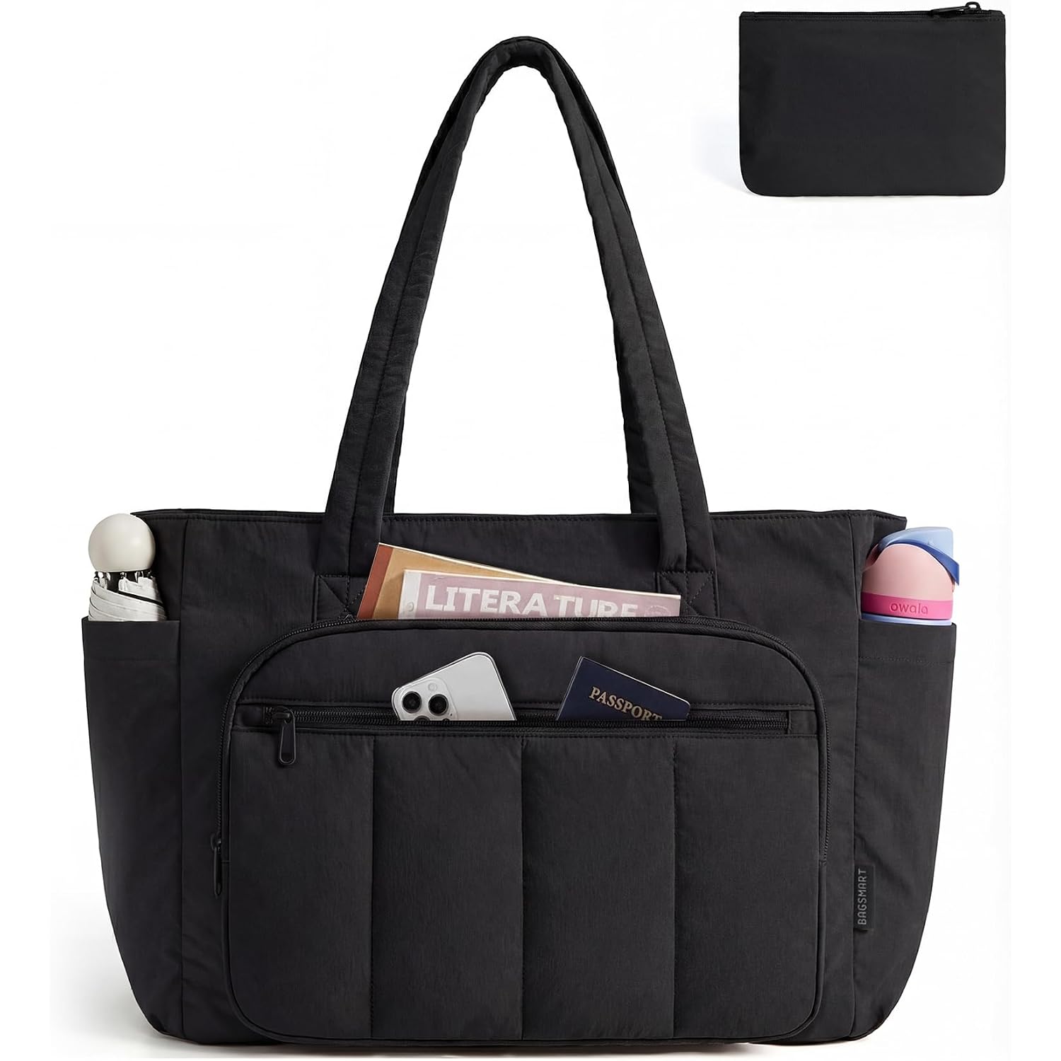 Bagsmart Tote Bag For Women, 2 Set Tote Bag With Zipper, Quilted Nurse Handbags For Work Travel College | 20L Capacity