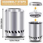 Hgd Tabletop Fire Pit, Smokeless Firepit Outdoor, Mini Fire Pit For With Carry Bag For Camping Backyard Patio Garden Picnic, Silver