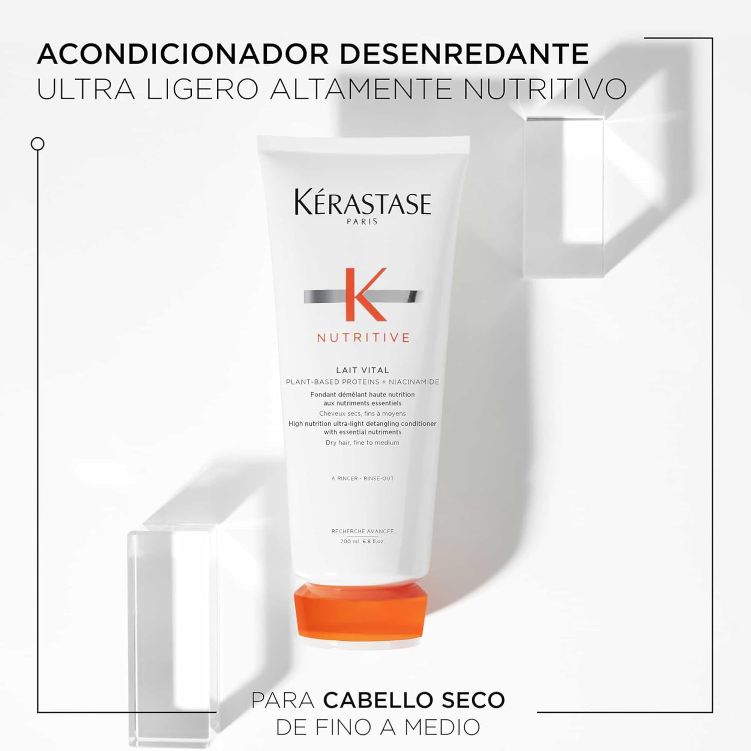 Kerastase Nutritive Lait Vital Hydrating Conditioner For Fine to Medium Dry Hair - Illuminates Shiny Hair and Easily Detangles, With Plant-Based Proteins & Niacinamide
