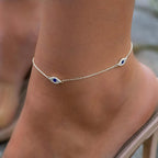 Bheop Ankle Bracelets for Women 14K Gold Silver Plated Anklets for Women Waterproof Boho Evil Eye Pearl Charm Pendant Beaded Foot Chain Adjustable Dainty Summer Beach Jewelry Set Gifts Non Tarnish
