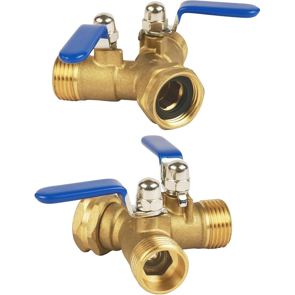 Hose Splitter 2 Way Heavy Duty, Full Flow Garden Hose Splitter | Large Easy-Turn Handle, 3/4 Inch Ght Brass Water Hose Splitter For Outdoor Faucet, Y Valve Hose Bib Splitter