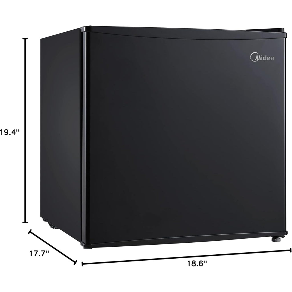 Midea Whs-65Lb1 Mini Fridge, 1.6 Cu.Ft Energy Star Certified Mini Refrigerator, Adjustable Thermostat, Reversible Door, Low Noise For Dorm, Office, Bedroom, Black