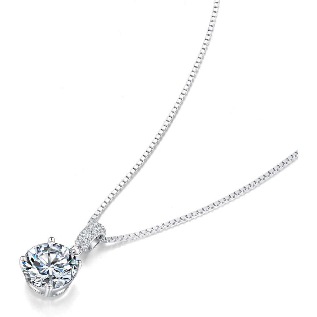 SUNFEEL Sterling Silver Necklaces 2 Carats Cubic Zirconia Necklace Dainty Jewelry Gifts for Mom Wife Girlfriend Bridal for Prom Wedding Anniversary Birthday