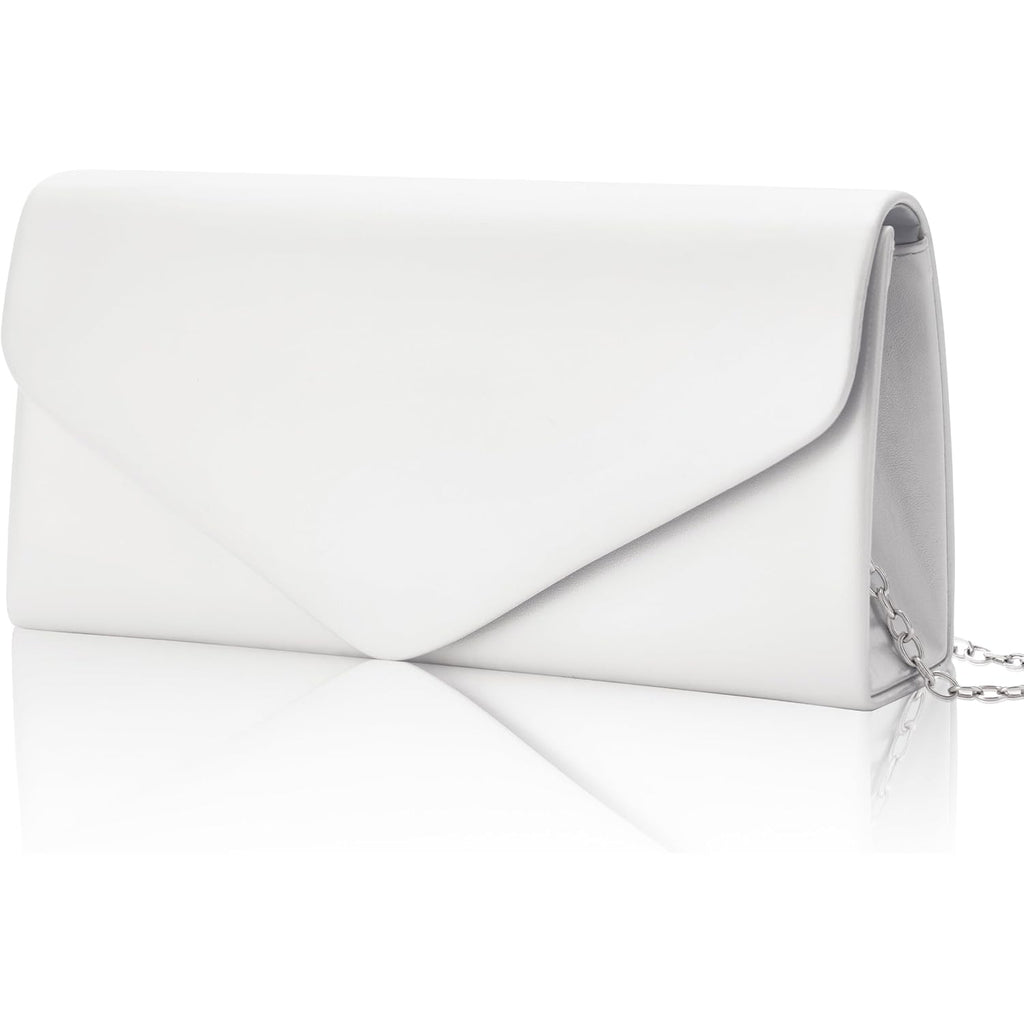 Larcenciel Envelope Clutch Purse For Women, Vegan Leather Evening Bag With Chain Strap, Wedding Cocktail Party Formal Handbag