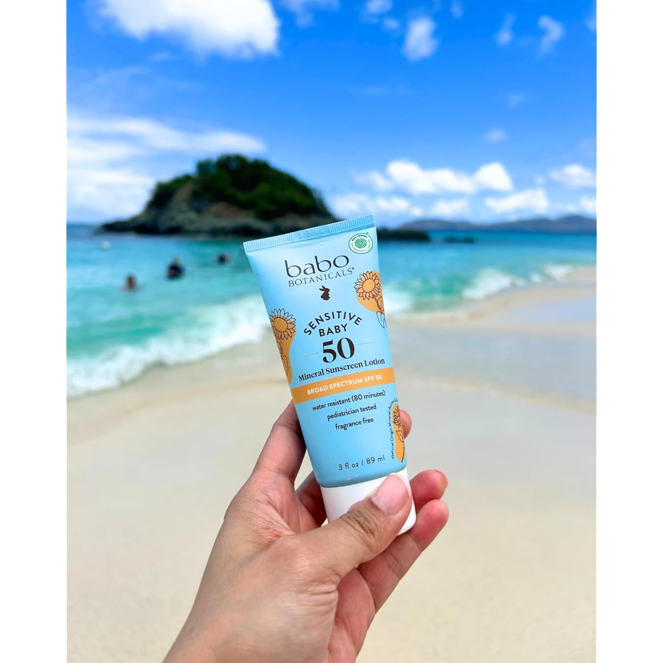 Babo Botanicals Sensitive Baby Mineral Sunscreen Lotion SPF50 - Natural Zinc Oxide - Face & Body - Fragrance-Free - Water-Resistant - EWG Verified - Vegan - Extra Sensitive Skin - For Babies & Kids