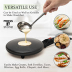 Moss & Stone Black Electric Crepe Maker, 8" Portable Nonstick Crepe Pan | Nonstick Dipping Plate, Auto Shut-Off, On/Off Switch, Even Heating, Automatic Temperature Control, Compact Design