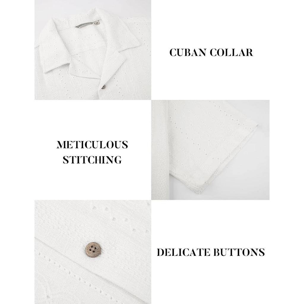 Damipow Mens Casual Button Down Shirts Short Sleeve Fashion Vacation Beach Shirts