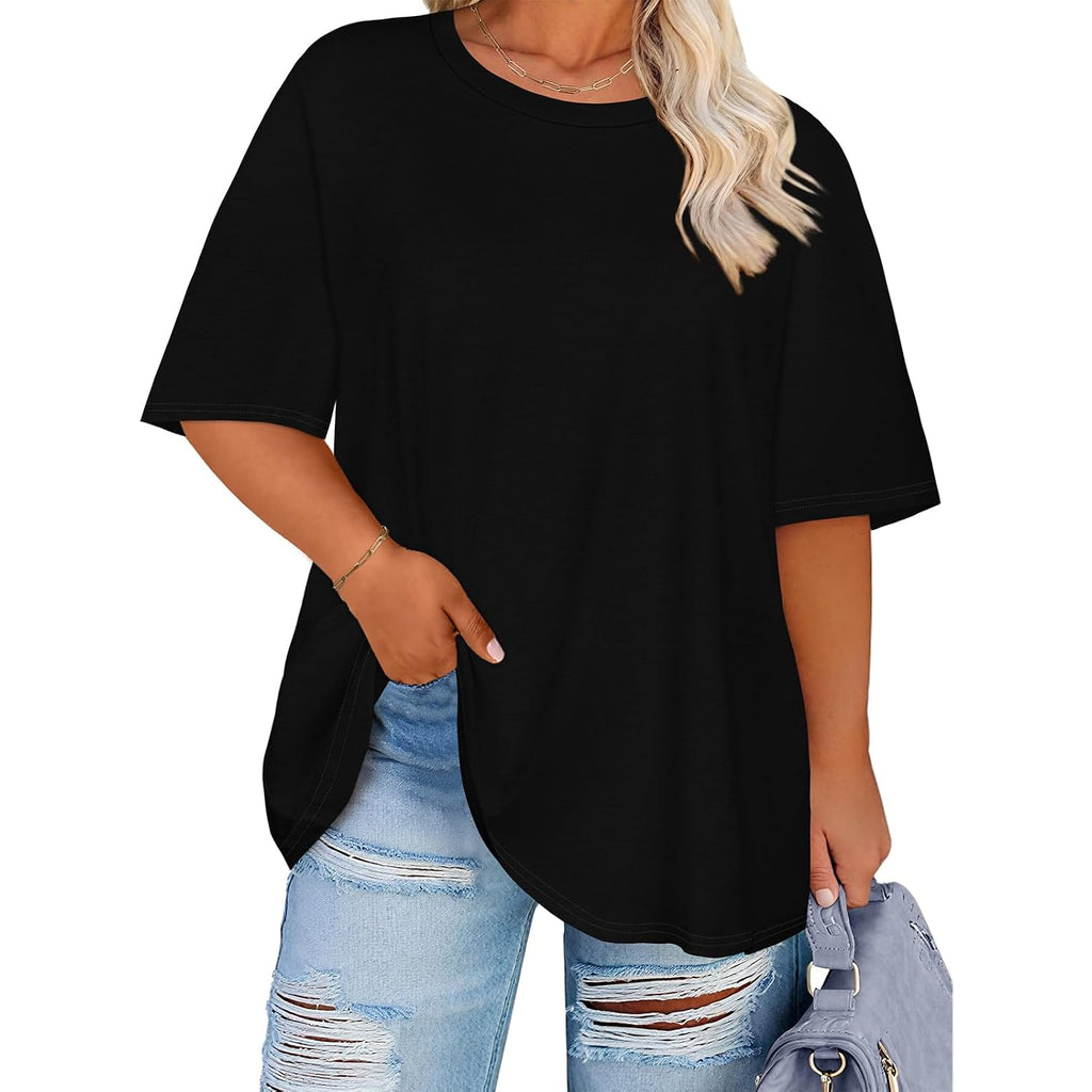 rosemia Plus Size Tshirts for Women Oversized Casual Tees Crewneck Short Sleeves Blouses 2026