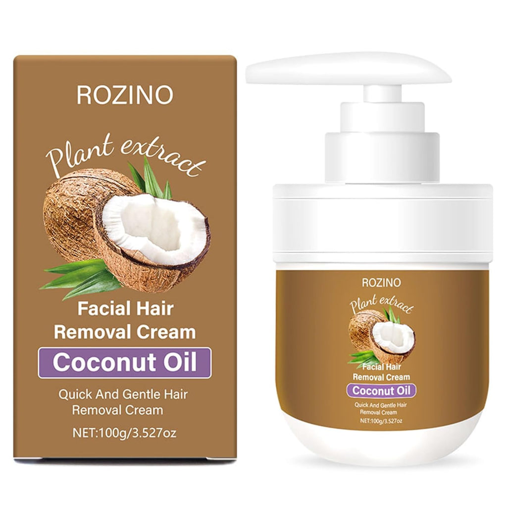 Facial Hair Removal Cream - Coconut Oil Based Gentle Body Hair Remover Cream for Women, Painless and Non-Sticky, Sensitive Skin Safe With Aloe and Peach