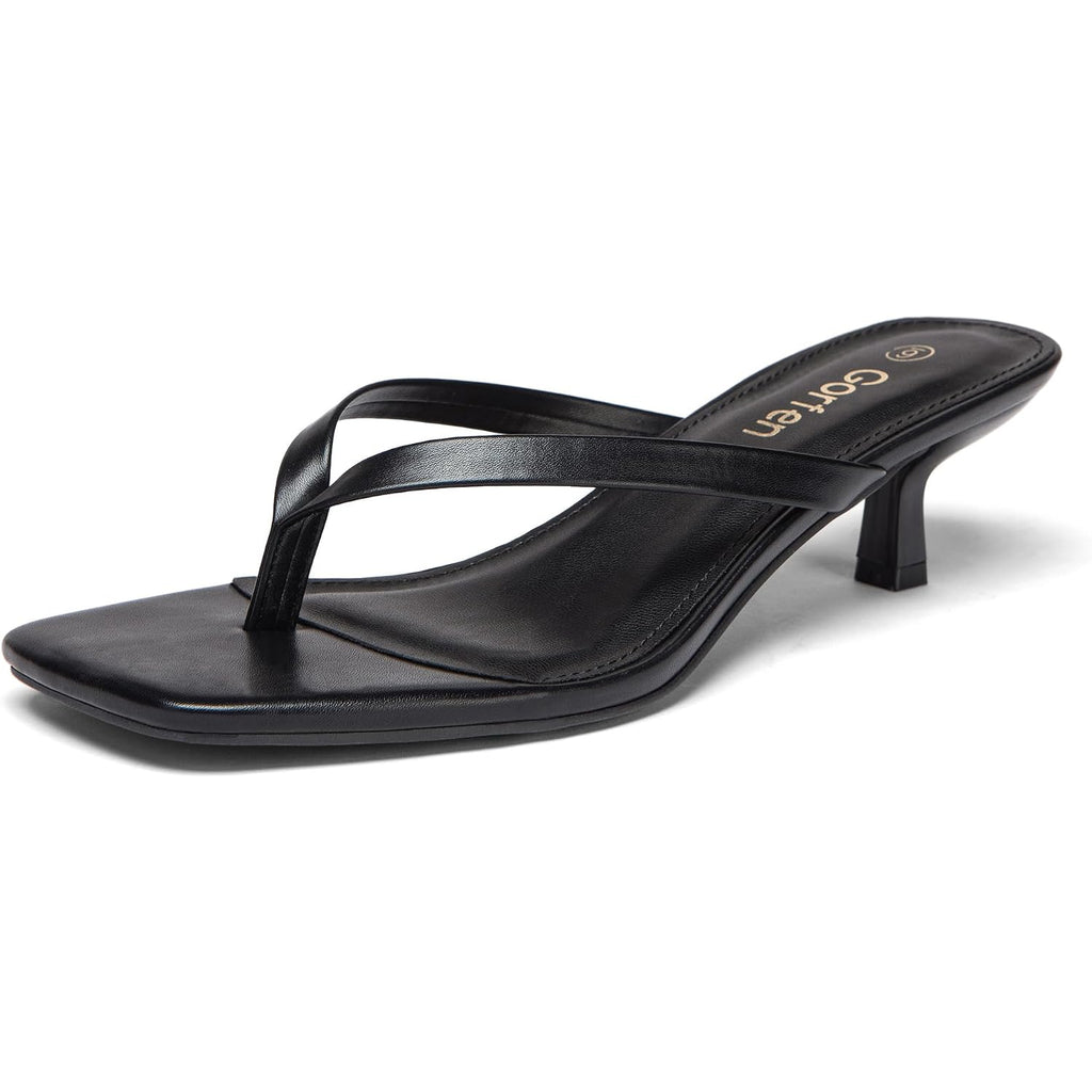 Women'S Kitten Heel Sandals Square Toe Slip On Flip Flop Heels 2 Inch Thong Sandals Party Dress Heeled Sandals