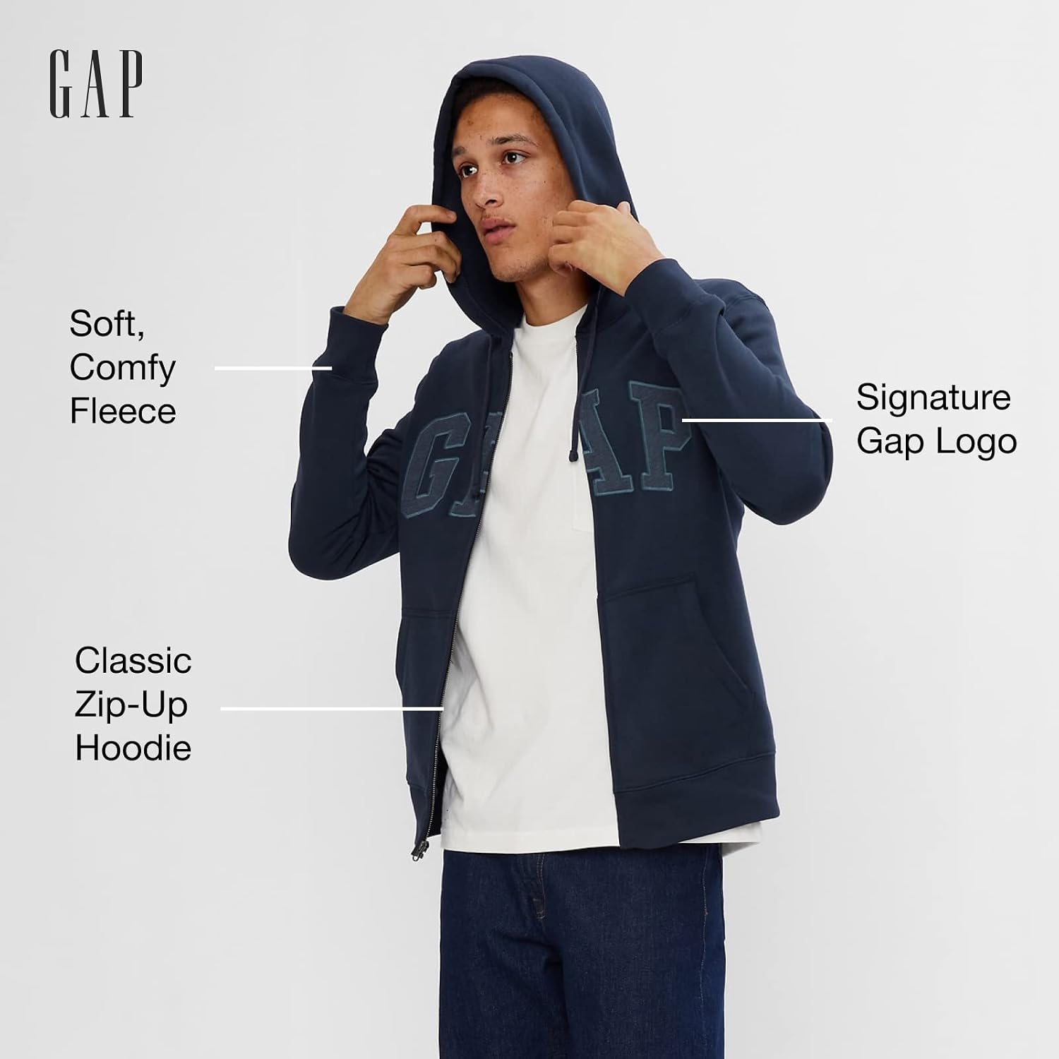Gap Men'S Heritage Logo Full Zip Hoodie