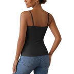 V For City Women Tank Tops With Built In Bra Double Lined Fitted Camisole Adjustable Spaghetti Strap Padded Cami Shirts