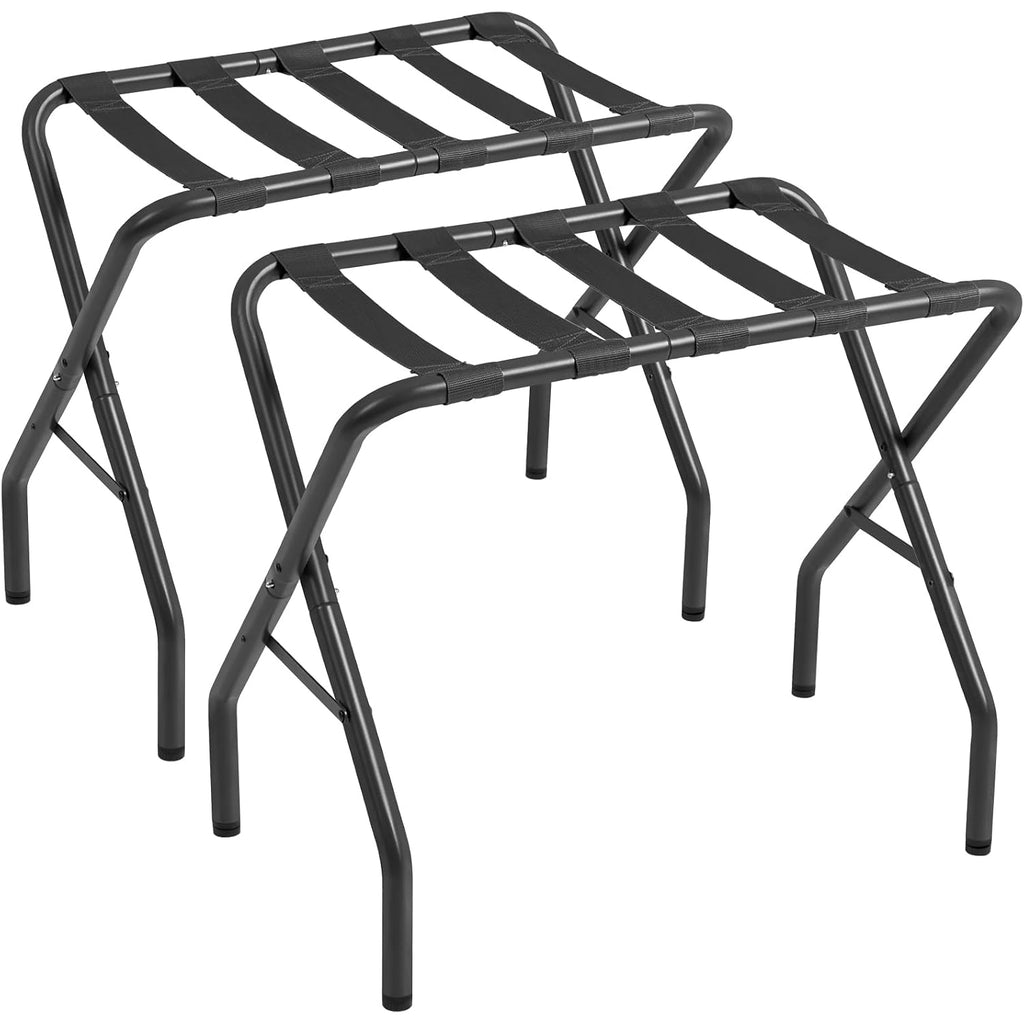 Amhancible Luggage Rack, Foldable Suitcase Stands Set Of 2, Metal Luggage Holder For Guest Room, Bedroom, Hotel, Holds Up To 110 Lb, Easy Assemble, Black Hlr01Bk