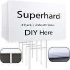 4 Pack Blank Yard Signs 17 X 12 In With Metal Stakes, White Plastic Yard Lawn Sign For Birthday Decoration,Garage Sale,Guidepost, Open House, Rent