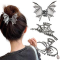 Halloween 3PCS Spider Net Bat Hair Claw Clips Hair Styling Accessories for Women Girls, Gothic Black Metal with Pearl Spooky Large Medium Size Catch Clips for thick Hair Holiday Gifts(Black Gun)