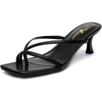 Athlefit Women'S Strappy Kitten Heels Flip Flops Square Open Toe Low Heels Fashion Party Dress Thong Heeled Sandals