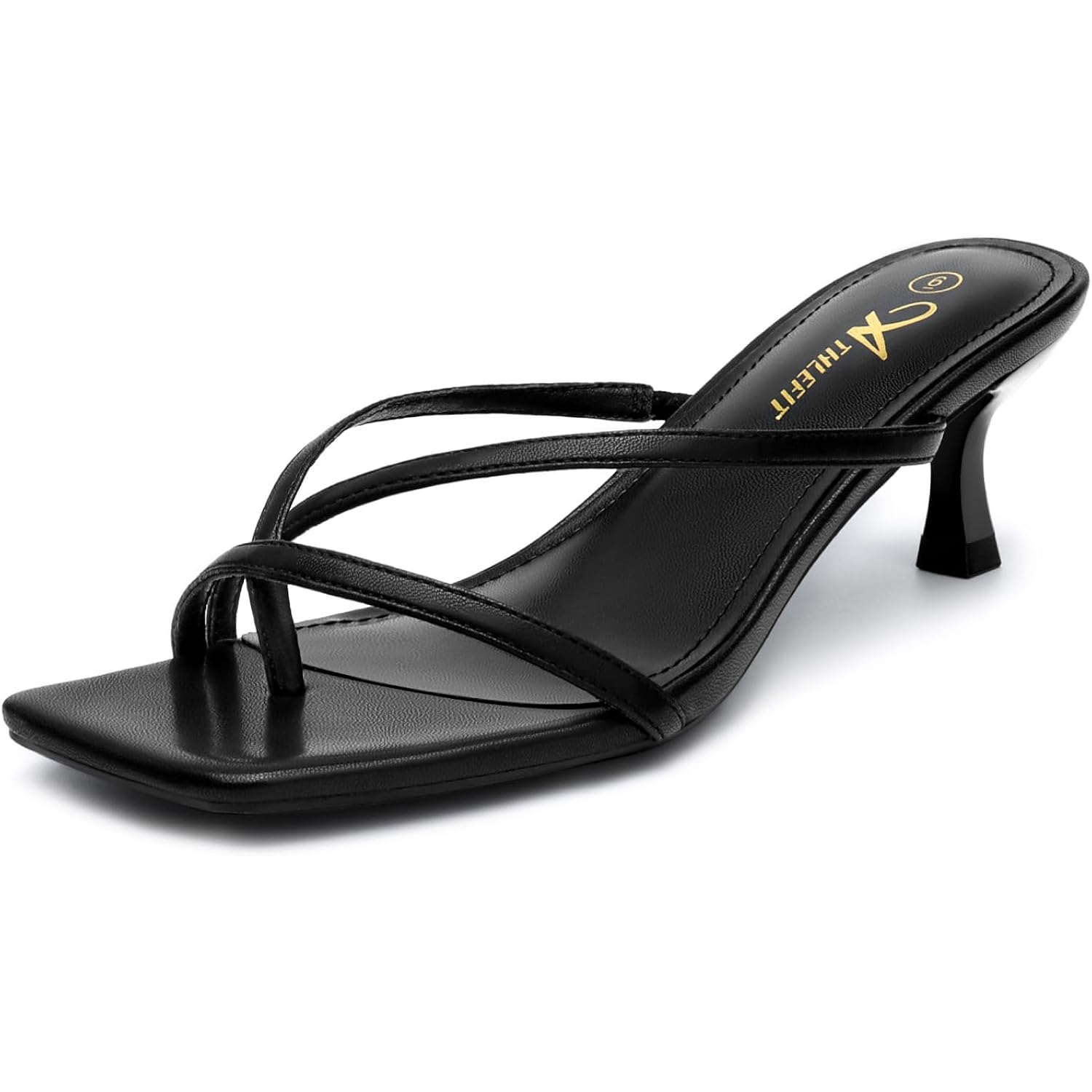 Athlefit Women'S Strappy Kitten Heels Flip Flops Square Open Toe Low Heels Fashion Party Dress Thong Heeled Sandals