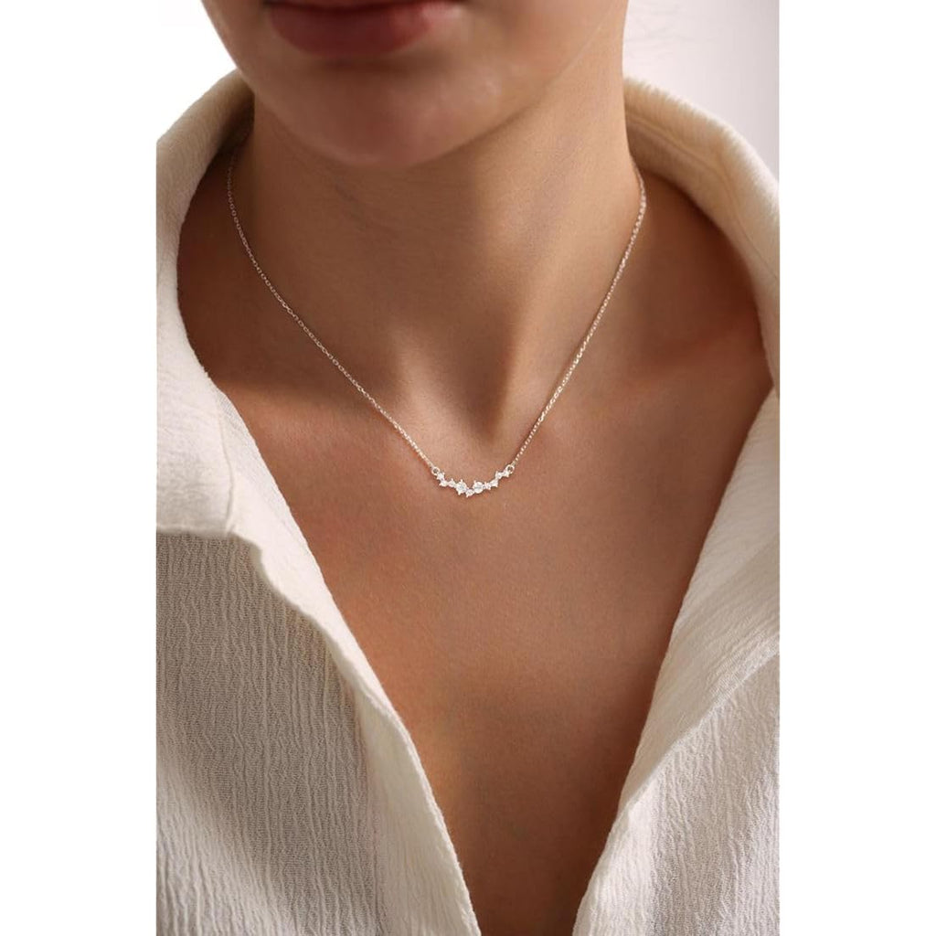 Mothers Day Gifts for Mom CZ Diamond Necklace for Women Dainty Square Cubic Zirconia Splints Solitaire Pendant Necklace for women 14kGold/Silver Plated Different Width Square CZ Pendant Necklaces Simulated Diamond Bridesmaid Jewelry for Women