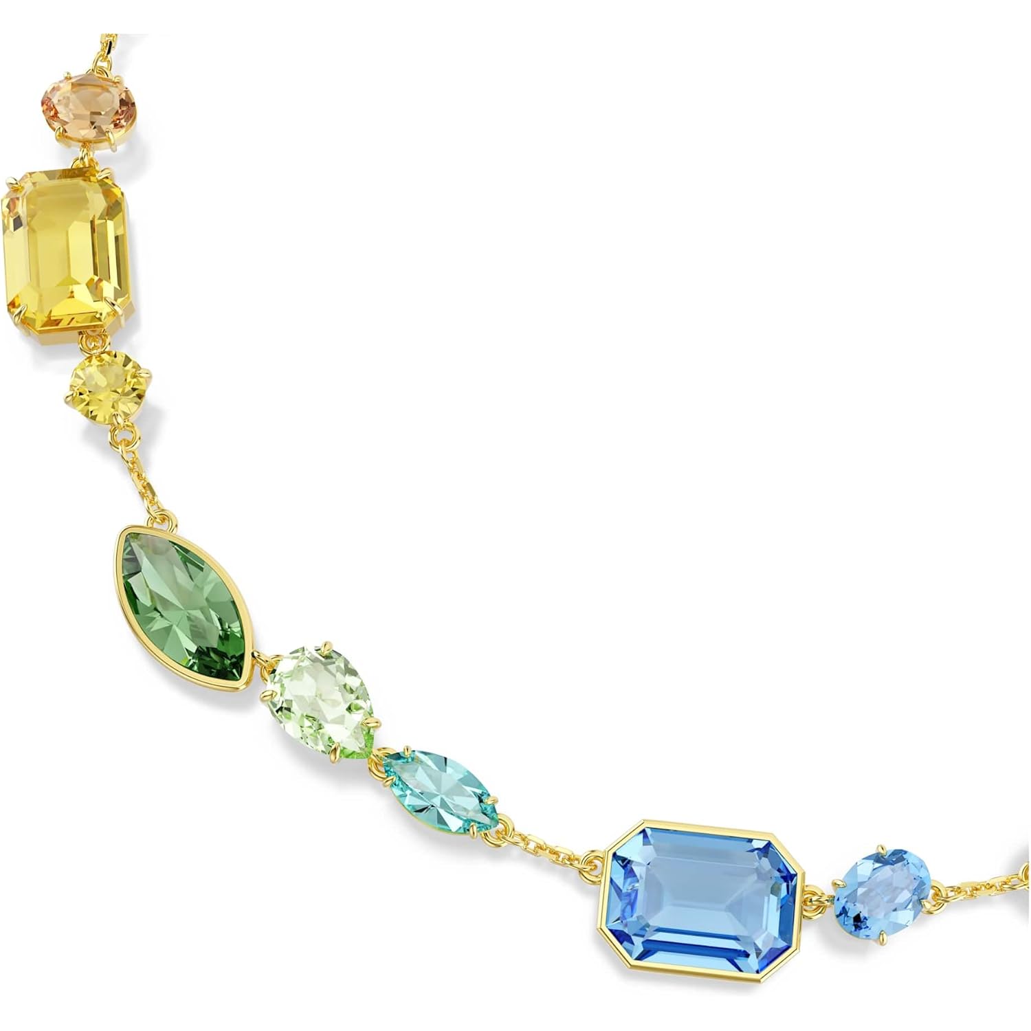 Swarovski Gema necklace, Mixed cuts, Multicolored, Gold-tone plated