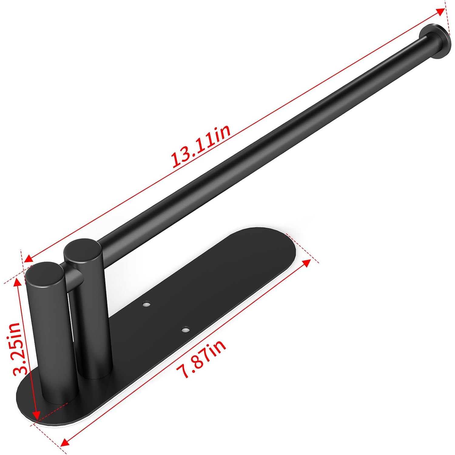 Paper Towel Holder Under Cabinet, Upgraded Dual-Rod Adhesive Paper Towel Holder With Longer Base, Stainless Steel Wall Mounted Holder For Kitchen Towels, No Drill, Black