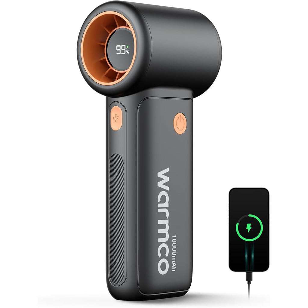 Warmco 10000Mah Turbo Portable Handheld Fan | 36H Runtime, 15000Rpm Motor, 9M/S Airflow, 5 Speeds, Led Display, Usb- C-C Two-Way Charging,Outdoor Travel
