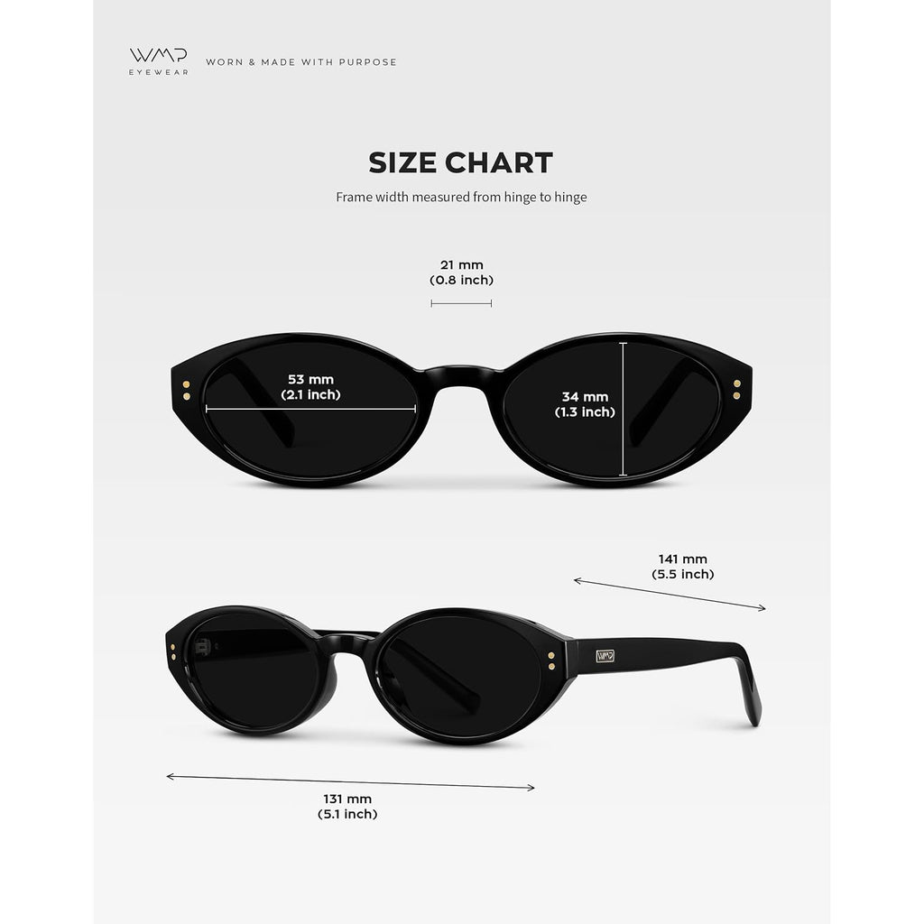 Wearme Pro Wmp Eyewear – Women’S Oval Sunglasses: Slim 90S-Inspired Frame With Soft Curves, Trendy Minimal Fashion Look
