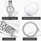 Olevs Watch Women Silver Watch For Women Luxury Diamond Womens Watches For Small Wrist Stainless Steel Waterproof Analog Quartz Date Elegant Reloj Para Mujer