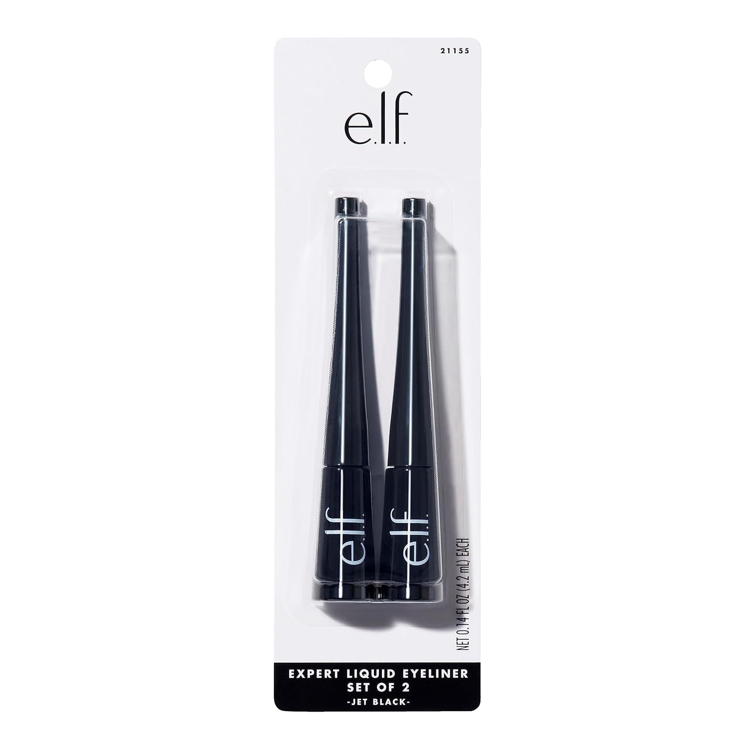 E.L.F. Expert Liquid Liner, High-Pigmented, Extra-Fine Liquid Eyeliner For Precise Definition, Long-Lasting, Vegan & Cruelty-Free, Jet Black, 0.14 Oz, 2 Count(Pack Of 1)