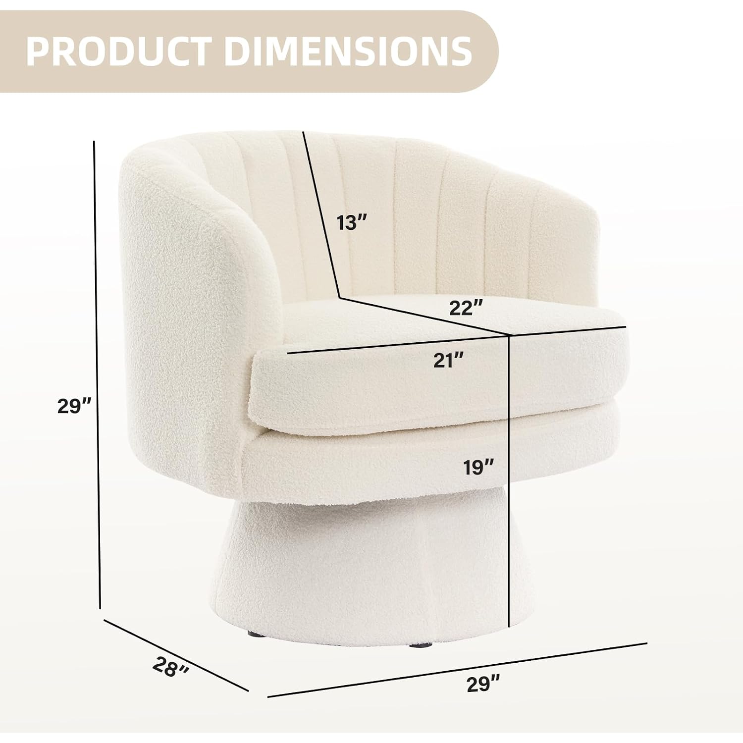 Swivel Accent Chair With Armrest, Modern 360 Degree Swivel Barrel Chair With Curve Back And Soft Cushion,Comfy Round Sherpa Teddy Armchair Single Sofa For Living Room,Bedroom,Waiting Room,Beige