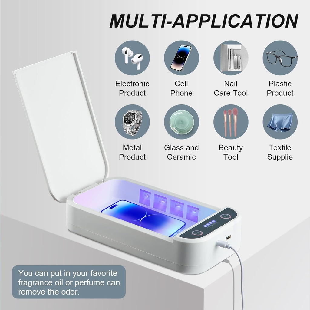 Nail Tool Sterilizer Box Portable with Blue Light,USB Sterilizer Cleaning Box for Nail Salon, Tweezers, Jewelry, Phone, Manicure Tools
