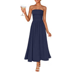Zesica Women'S Summer Sleeveless Midi Dress 2026 Strapless Ruched A Line Flowy Wedding Guest Party Beach Long Dresses