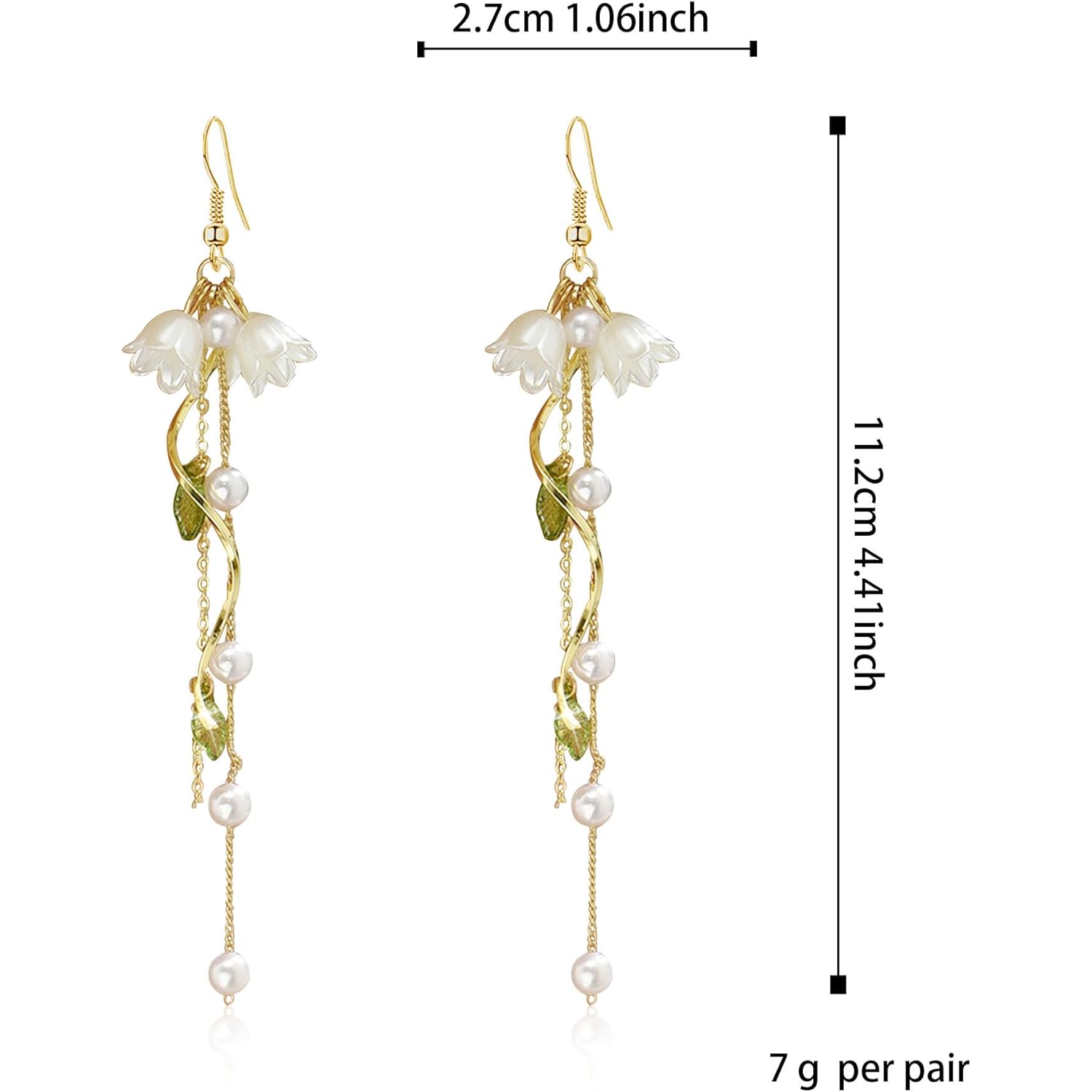 Dangle Flower Leaf Earring White Fairy Flower Summer Dangling Long Tassel Earrings Lily Of The Valley Earrings Jewelry