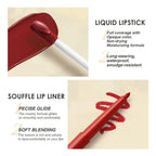 BestLand 6Pcs Matte Liquid Lipstick and Lip Liner Set, Non-Stick Cup Not Fade Waterproof 24 Hour Lip Gloss Nude Brown Lip Liner Pencil for Women, labiales mate 24 horas originales (Set E)