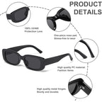 JASPIN Rectangle Sunglasses for Women Men Trendy Y2k Retro 90s Sun Glasses UV Protection Cool Square Frame
