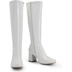 Dream Pairs Women'S Gogo Boots Square Toe Chunky Wide Calf Knee High Boots