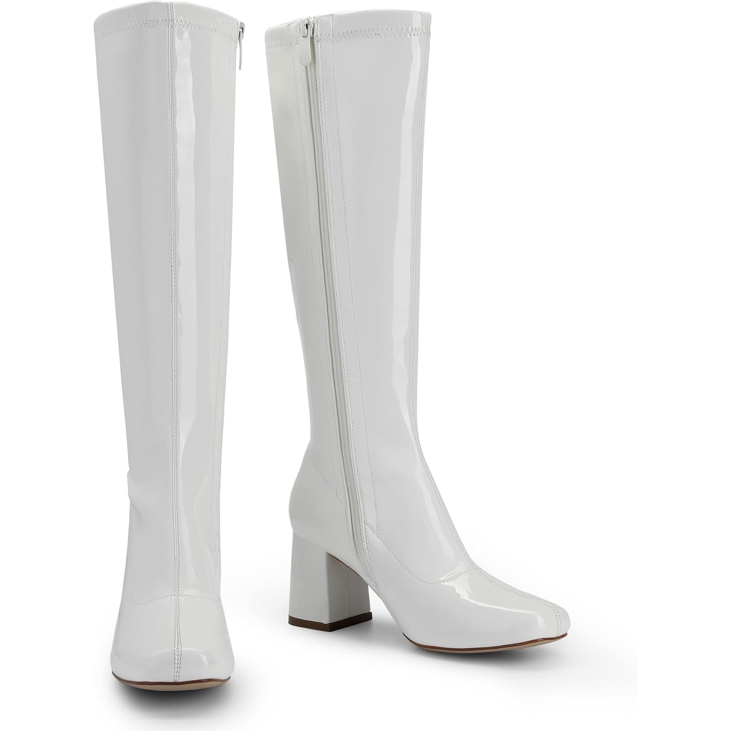 Dream Pairs Women'S Gogo Boots Square Toe Chunky Wide Calf Knee High Boots
