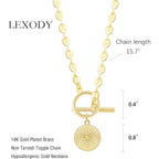Chunky Gold Necklace for Women, Simple 14K Gold/Silver Plated Circle Pendant Choker Necklaces Trendy Dainty Heart Chain Toggle Clasp Necklace Jewelry Gift for Women