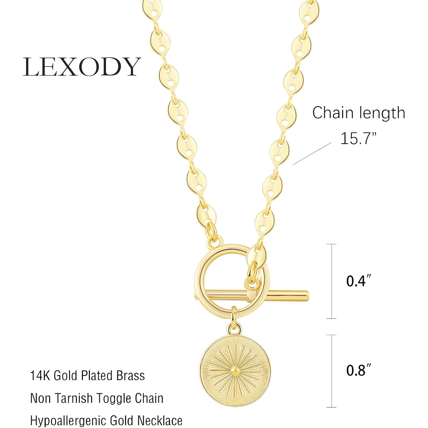 Chunky Gold Necklace for Women, Simple 14K Gold/Silver Plated Circle Pendant Choker Necklaces Trendy Dainty Heart Chain Toggle Clasp Necklace Jewelry Gift for Women