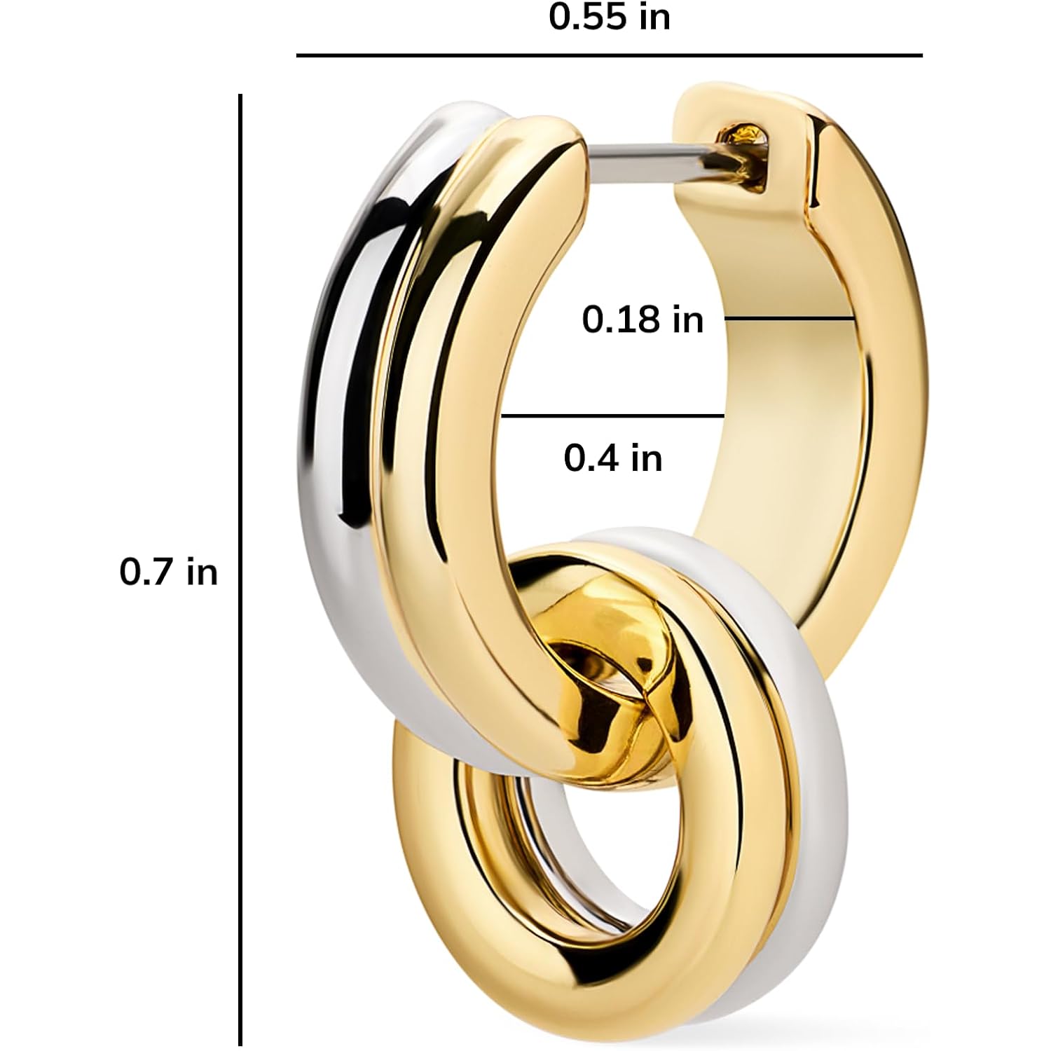 Ana Luisa Asher Small Huggie Hoop Earrings for Women - 14K Gold Plated, Silver Rhodium Plated and Two Tone Styles - Hypoallergenic, Tarnish-Free - Ana Luisa Jewelry - Stylish Gold Hoop Earrings