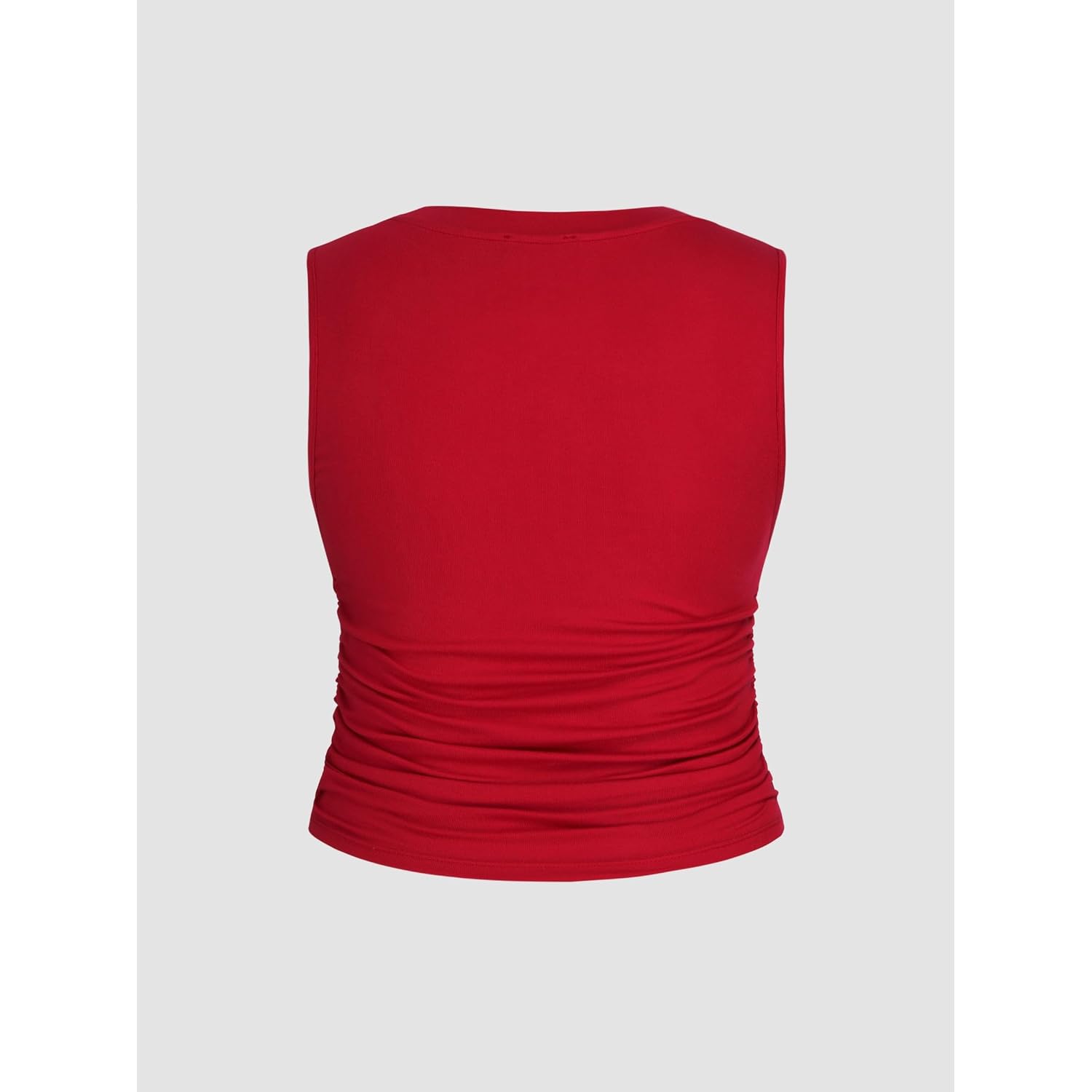 Cider Plus Size Tops For Women Sleeveless Ruched Crew Neck Crop Tank Top Summer Casual Outfits