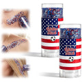 4Th Of July Outfits For Women,Patriotic Red White And Blue Body Glitter Stick,Sparkling Face Hair Glitter,American Flag Makeup For Independence Day Anniversary (2Pc)