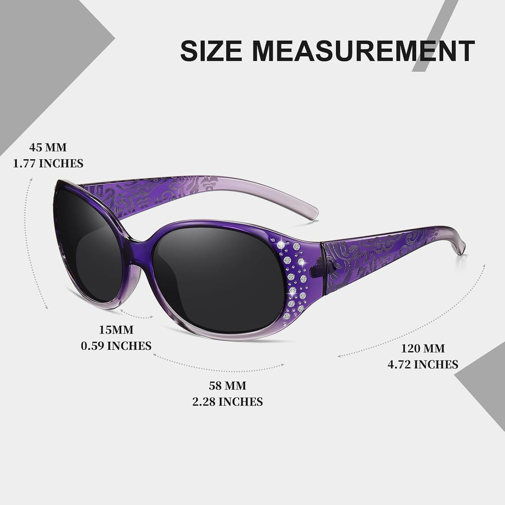 Polarized Sunglasses For Women, Rhinestone Wrap Around Sunglasses With Uv400 Protection