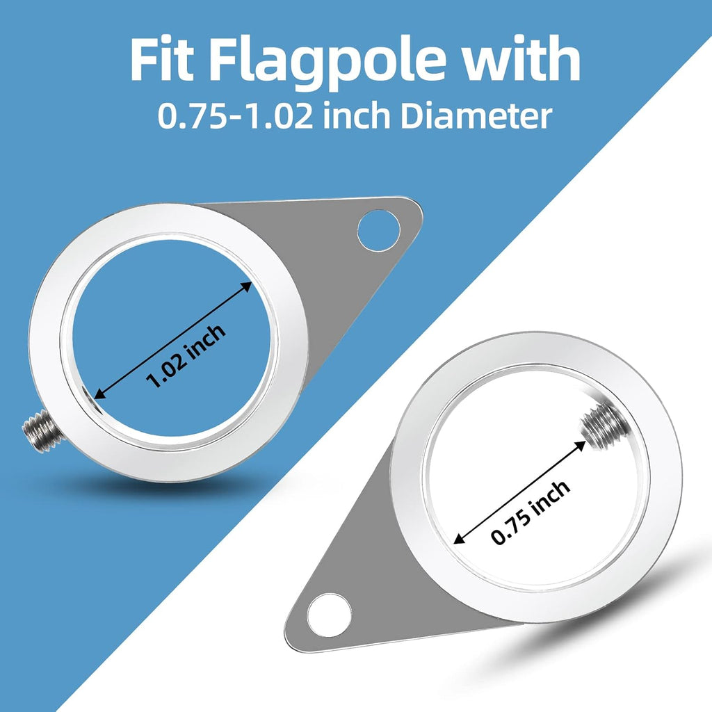 Anovo Flag Pole Rings, Flagpole Rings Aluminum Alloy 360° Rotating Anti Wrap Flag Mounting Spinning Ring Clips For 0.75-1.02 Inch Diameter Flagpole(1 Inch -Pack Of 2, Silver)