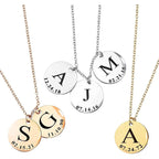 MignonandMignon Personalized Initial Necklace with Date Engraved | Gold Coin Disc Pendant for Women | Dainty Letter Necklace Gift for Mom Teen Girls Mothers Day Birthday