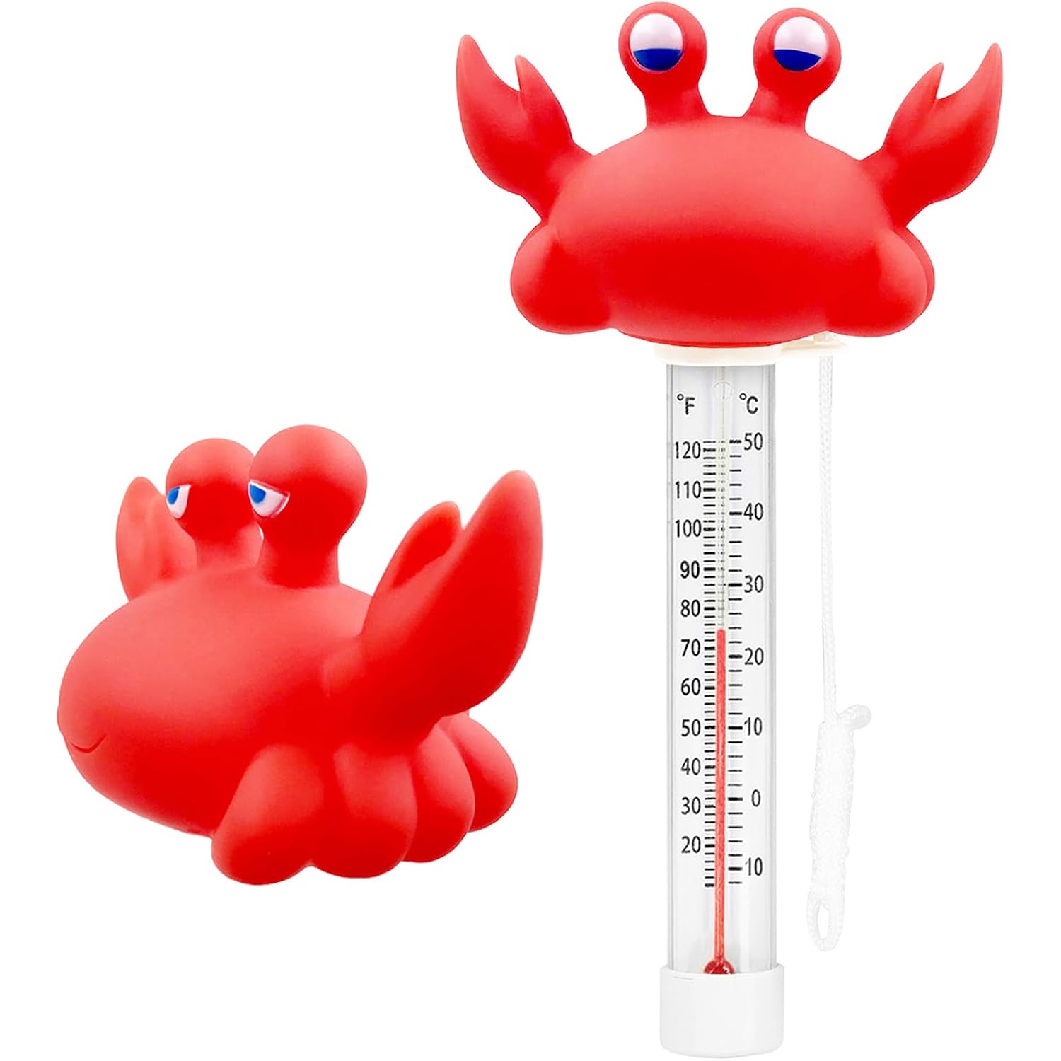 Xy-Wq Floating Pool Thermometer, Large Size Easy Read For Water Temperature With String - Swimming Pools, Spas, Hot Tubs, Ponds (Crab)