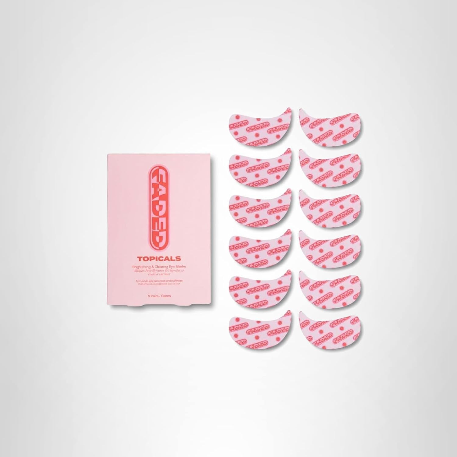 Topicals Faded Brightening Under Eye Masks | Patches To Depuff, Hydrate, Brighten And Cool | Reduce Dark Circles And Fine Lines | Contains Kojic Acid, Caffeine And Niacinamide (Set Of 6)