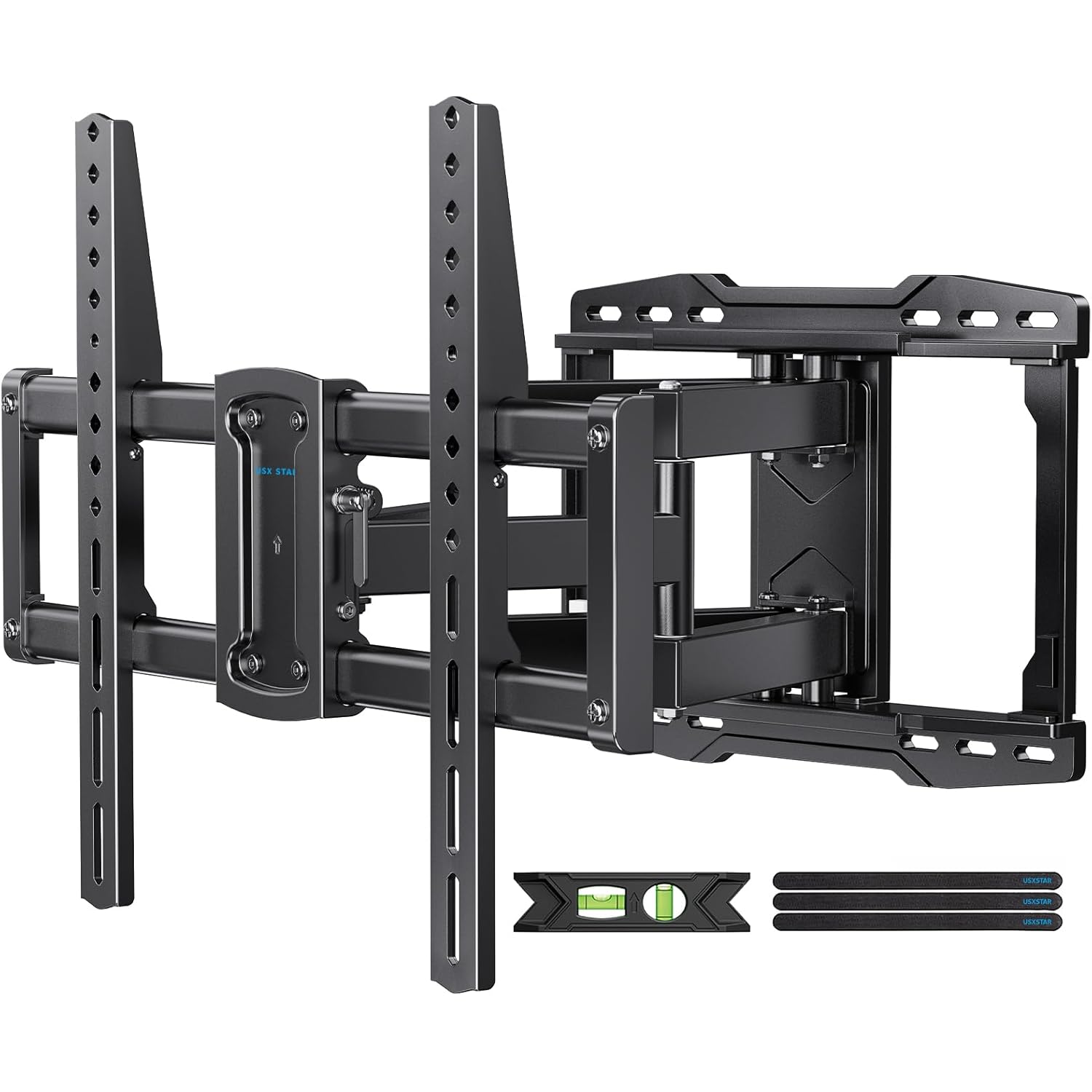 USX STAR UL Listed Full Motion TV Wall Mount Bracket for Most 37-90 inch TVs, Swivel Tilt Extension Level TV Mount, Max VESA 600x400mm, Holds up to 132lbs & 16" Wood Studs with Hole Drilling Template