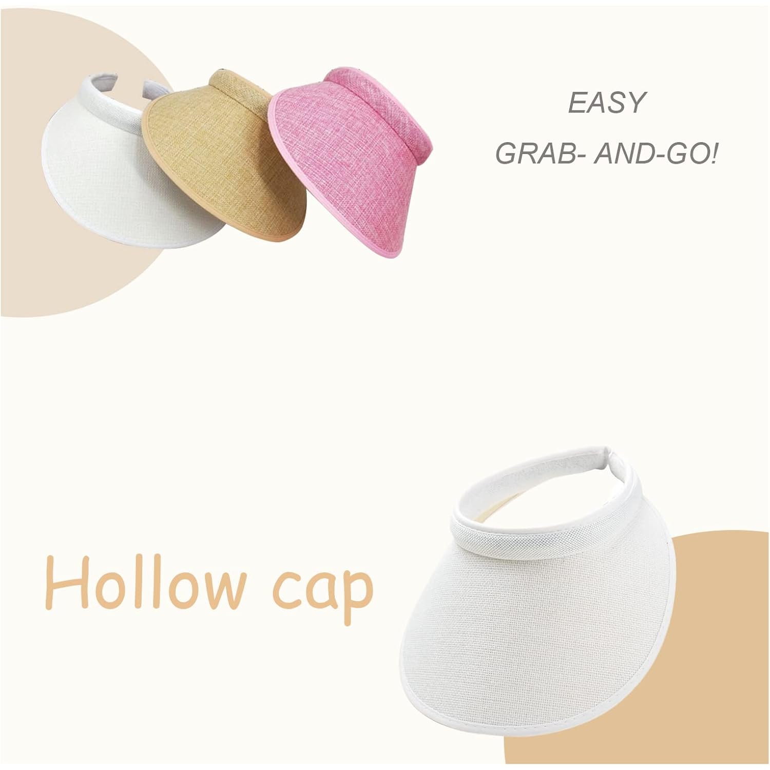 Cloth Covered Slip-On Visor for Women, Adjustable Cap Sports Sun Visors for Men